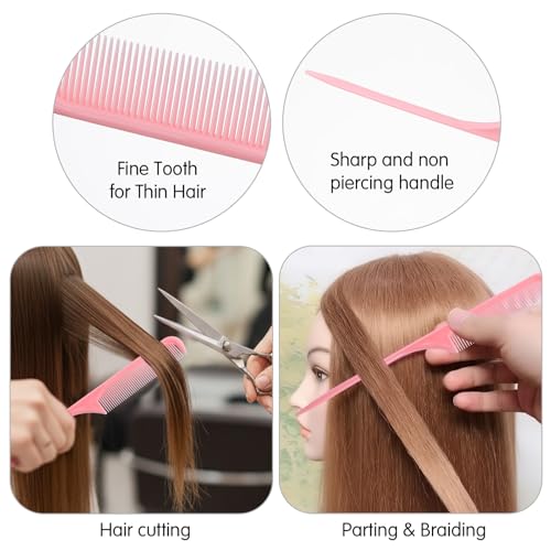 Mabor 6-Piece Pink Hair Comb Set for Styling, Detangling & Braiding