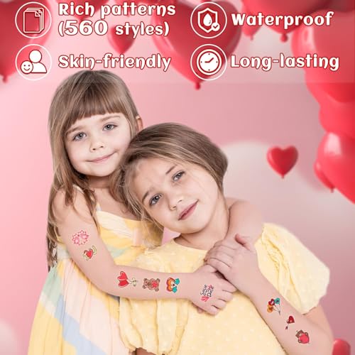 Partywind 56 Sheets Kids Valentine's Day Temporary Tattoos