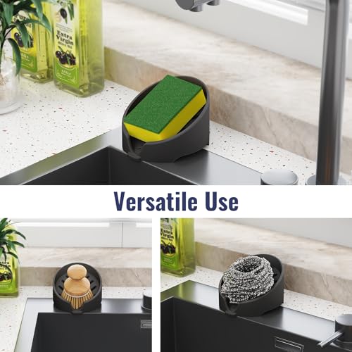 NiHome Black Silicone Sponge Holder for Kitchen Sink - Drains Water