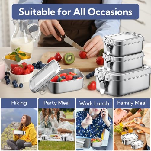 E-far Stainless Steel Bento Box, 550ml Leak-Proof Lunch Container