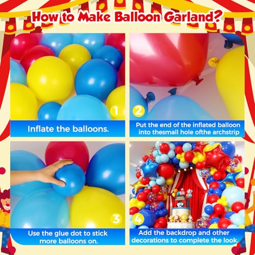 Carnival Balloon Garland Kit 160pcs - Red, Blue & Yellow Party Decor
