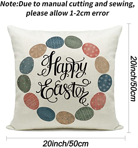 Easter Pillow Covers Set of 4 - 20x20 Inch Bunny & Egg Design