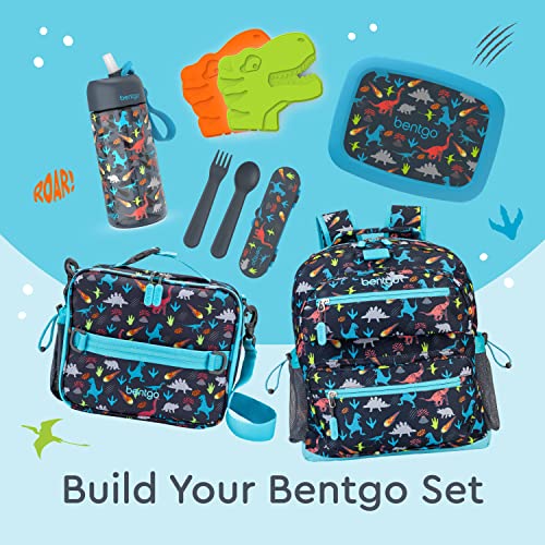 Bentgo Kids Dino Plastic Utensil Set with Fork & Spoon in Storage Case