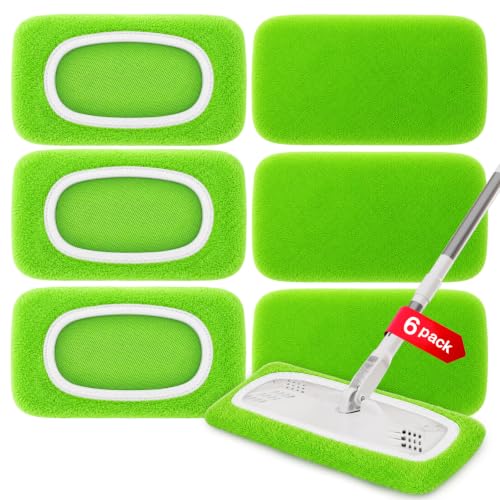 Reusable Mop Pads for Swiffer Sweeper - 6 Pack, Microfiber Chenille