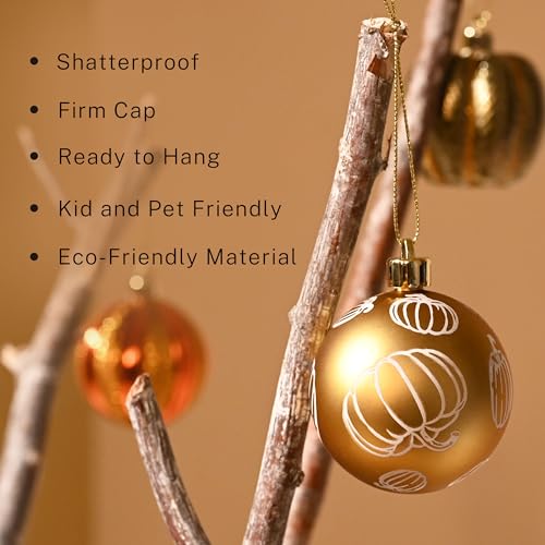 12ct Shatterproof Pumpkin Ornaments Set for Autumn Decor