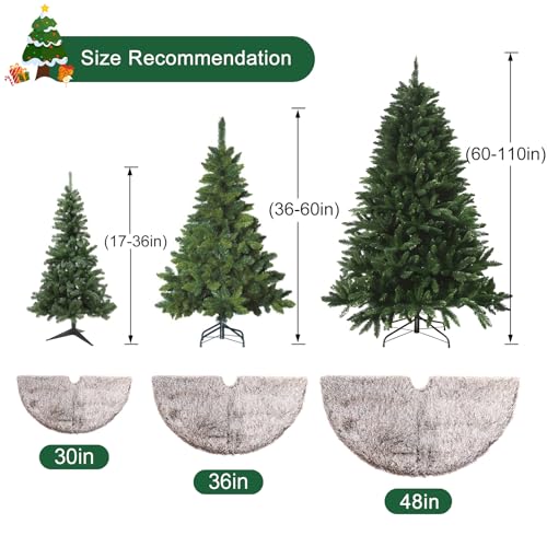 48 Inch Brown Faux Fur Christmas Tree Skirt - Plush Holiday Decor