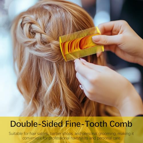Zoolinn 4-Pack Amber Swirl Fine-Tooth Plastic Hair Combs - Dual-Sided