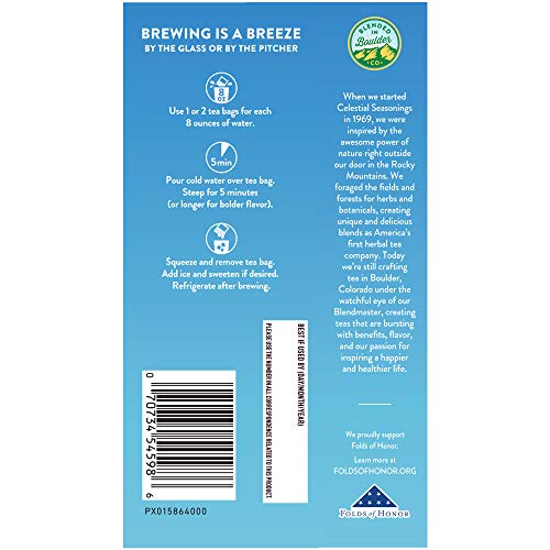 Celestial Seasonings Red, White & Blueberry Cold Brew Iced Tea Bags (18 Count) - Caffeine-Free Patriotic Herbal Tea