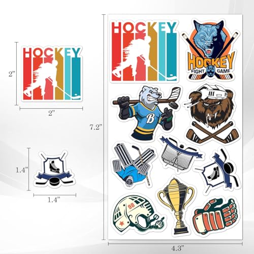 50 Pack Waterproof Ice Hockey Stickers for Water Bottles & Laptops