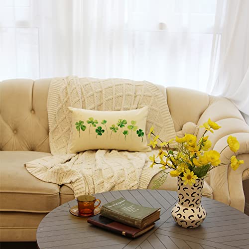 St. Patrick's Day Lucky Clover Throw Pillow Cover 12x20 Shamrock Cushion