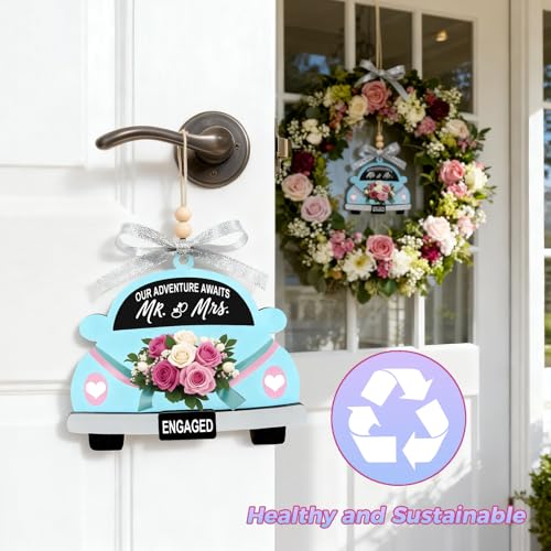 Our Adventure Awaits Wooden Car Hanging Ornament for Engagement