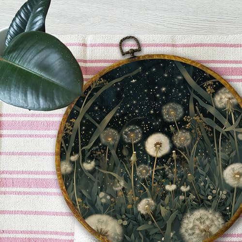 Moody Vintage Dandelion Floral Wall Art - 10x10 Framed Canvas Print