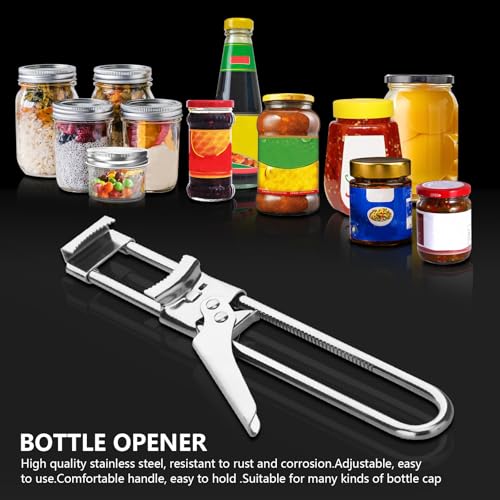 Adjustable Stainless Steel Jar & Bottle Opener - Ergonomic Lid Gripper