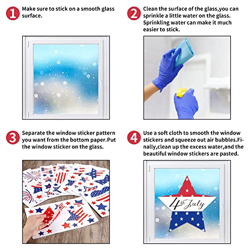 Quera 9 Sheets 4th of July Patriotic Window Clings