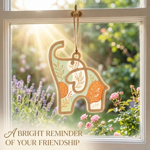 Friendship Elephant Ornament, 2-Layer Acrylic Sun Catcher Gift for Women