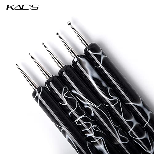 KADS 5-Piece 2-Way Nail Art Dotting Pens for Manicure & Gel Painting
