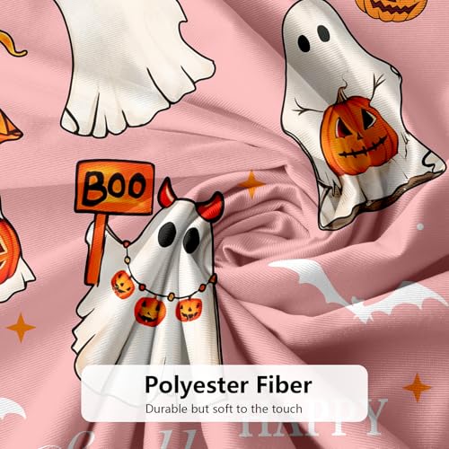 Pink Halloween Shower Curtain with Cute Ghosts - 72x72 Inches