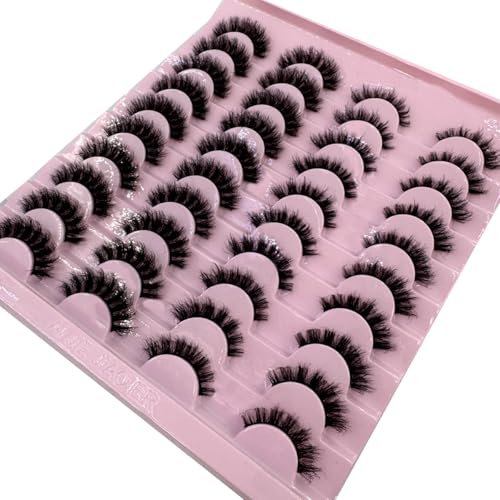 CuvDhe 20 Pairs Faux Mink Lashes Bulk Pack Dramatic Volume False Eyelashes