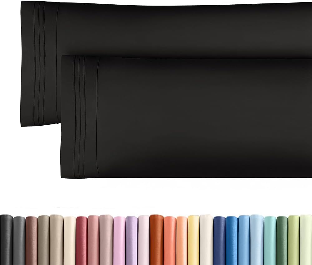 Skiennix Body Pillowcases Set of 2 | 20x54 Soft, Breathable Covers for Side Sleepers - Black, Machine Washable