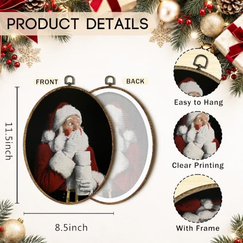 Funny Christmas Santa Bathroom Oval Wall Art - Santa Bathroom Variation