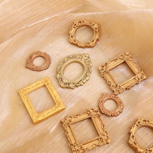 10pcs Mini Gold Picture Frames - Vintage Resin Photo Display
