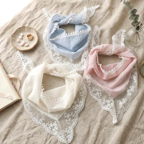 3 Pcs Lace Head Scarf Vintage Floral Boho Hair Bandana for Women