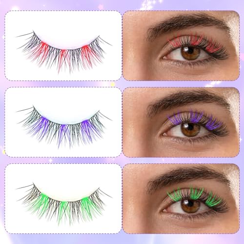 Amabro Colored Eyelash Extensions 120 PCS D Curl Mixed Lash Clusters