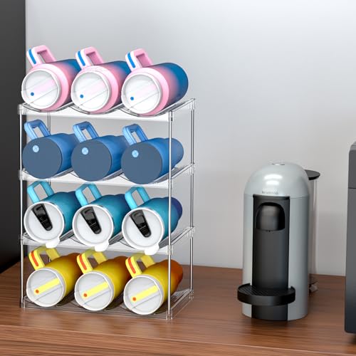 2 Tier Stackable Water Bottle Organizer for 6 Bottles - Clear