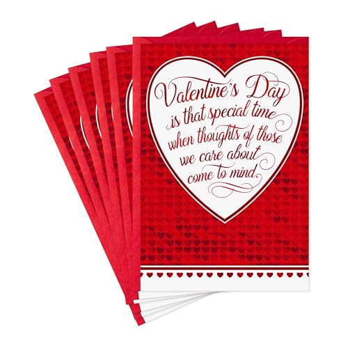 Hallmark Valentine's Day Card Pack - 6 Red Heart Cards with Envelopes