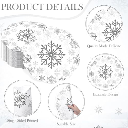 Christmas Paper Placemats Disposable Snowflake Design Silver 100 Pcs