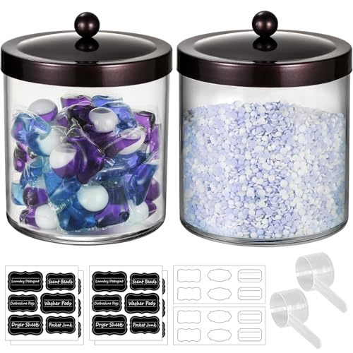 50oz Clear Laundry Pods Container with Stainless Steel Lid - 2 Pack