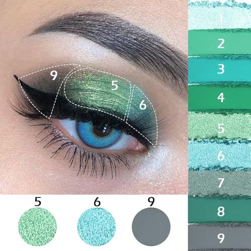 WanTuoluo Green Smoky Matte Shimmer Eyeshadow Palette with Mirror