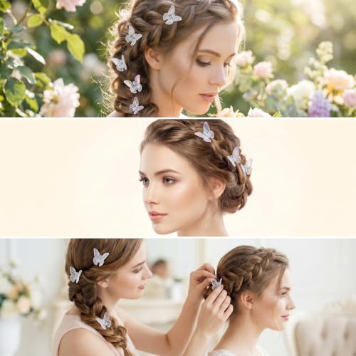 Nogeqi 12PCS Mini Butterfly Hair Clips, Glitter Small Claw Clips for Women and Girls