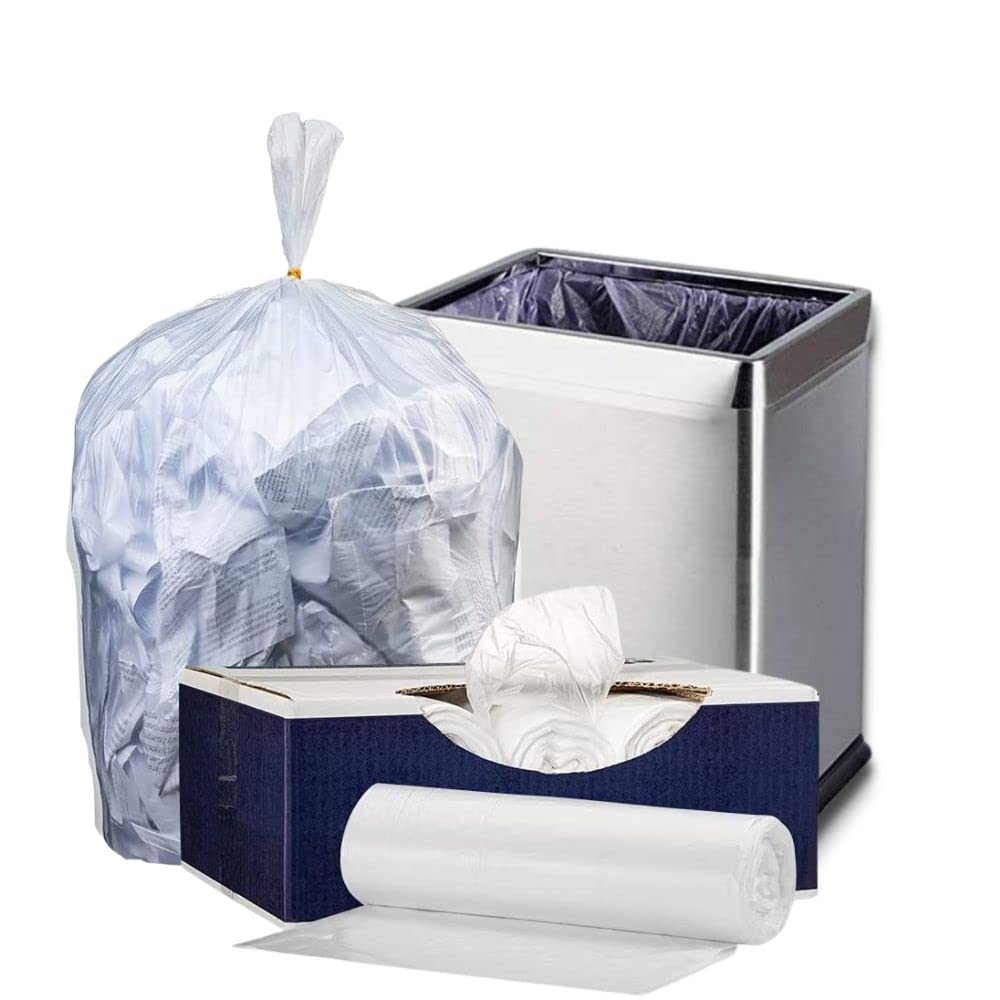 Plasticplace 12-16 Gallon Trash Bags, Clear High Density Garbage Bags Liners, 24" x 33" (1000 Count), Leak-Proof, Durable Offices, Schools, Cleaning Services Trashbags Heavy Duty Can Liner, 8 Microns