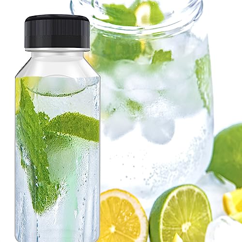 XYSMZM 8 Pack 4oz Plastic Juice Bottles with Black Tamper-Proof Caps