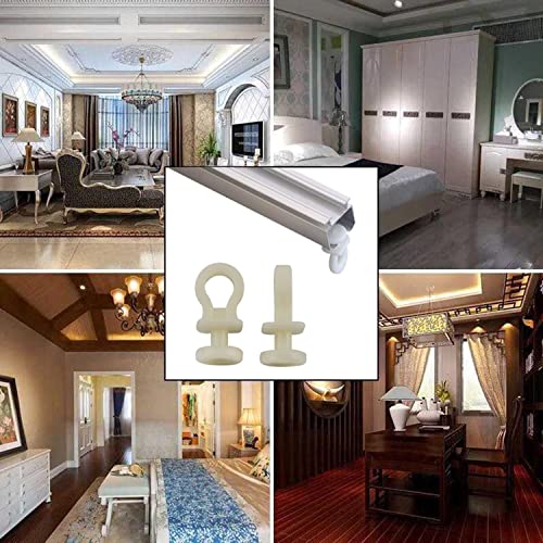 60PCS White Plastic Curtain Track Pulley Hooks for Easy Sliding