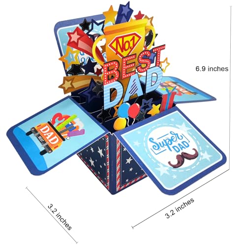 Best Dad 3D Pop-Up Card for Father's Day with Envelope