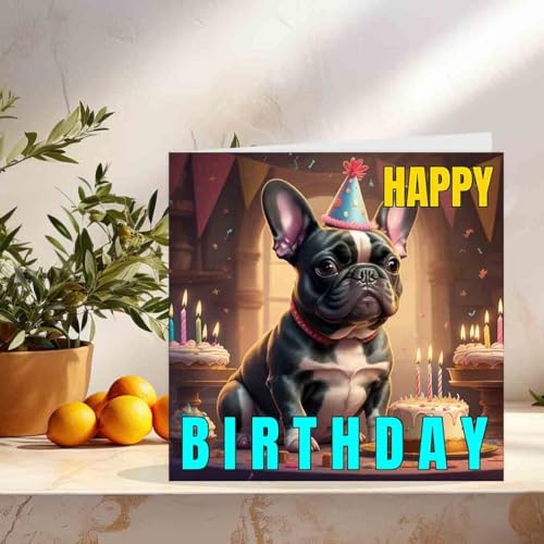Cute French Bulldog Birthday Card - 145mm x 145mm