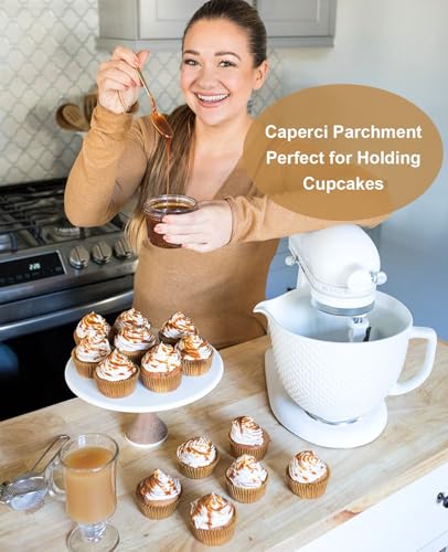 Caperci Jumbo Parchment Cupcake Liners - 200 Count, Non-Stick, Unbleached