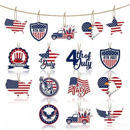24 Pcs 4th of July Hanging Ornaments - Patriotic Tree Decor