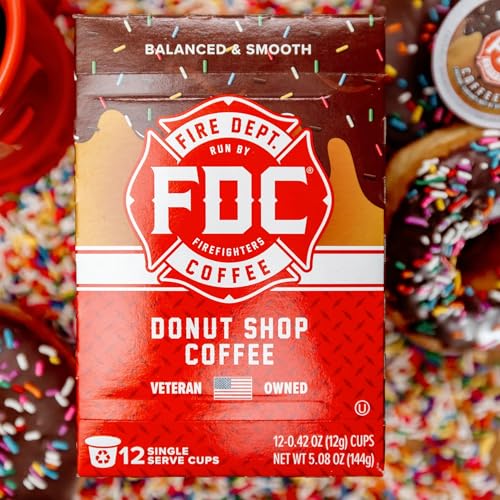 Fire Department Coffee Donut Shop Pods 12-Count Pack of 2 Medium Roast Sweet & Smooth USA Veteran-Owned