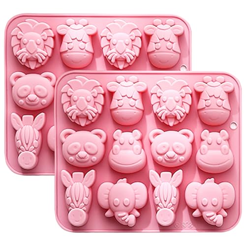 Animal Silicone Molds Set of 2 - 12 Cavity for Chocolate & Candy