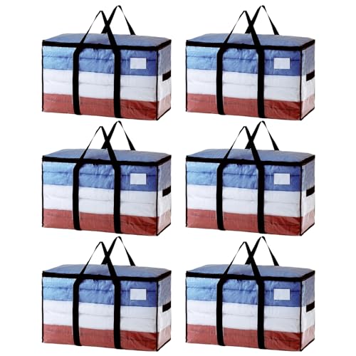 Extra Large Clear Moving Storage Bags with Visible Window - 6 Pack