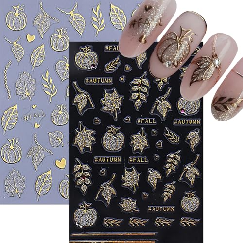 5 Sheets Halloween Pumpkin Ghost Nail Stickers 3D Self-Adhesive Decals