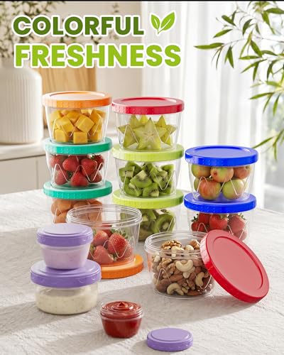 Reusable Food Storage Containers Set with Airtight Twist Lids - 13 Pack, BPA-Free Plastic, Leakproof & Microwave Safe
