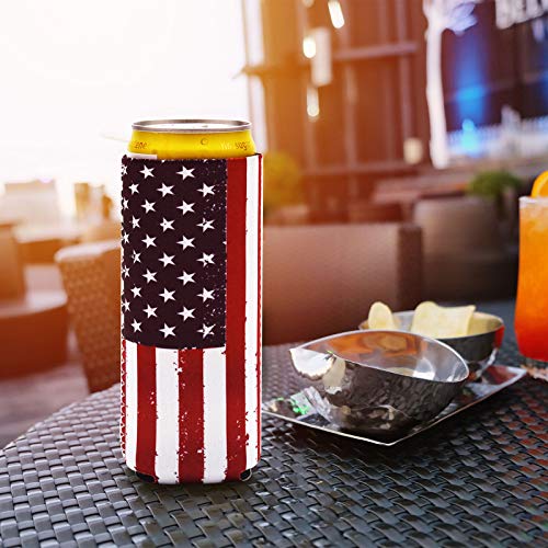 USA Flag Can Coolers - 6 Pack Reusable Neoprene Drink Sleeves