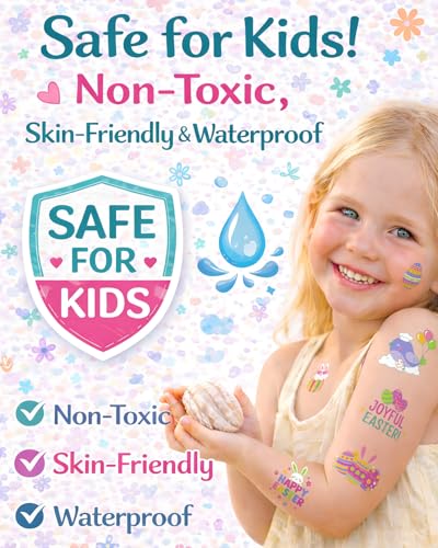 Easter Temporary Tattoos for Kids - 56 Waterproof Designs Party Favors