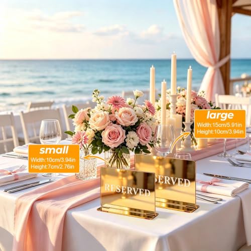 3pcs Gold Reserved Table Signs - 3.94" x 2.76" Acrylic Seating Markers