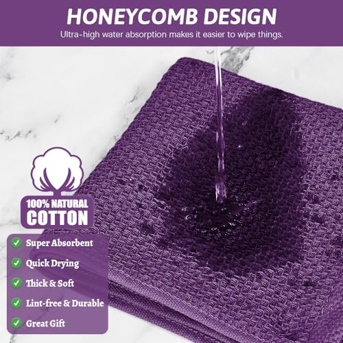 Nialnant 100% Cotton Waffle Weave Dish Cloths - 4 Pack, 12x12 Inch