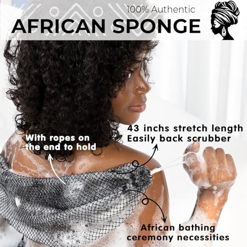 Authentic African Net Sponge Exfoliating Body Scrubber - Black